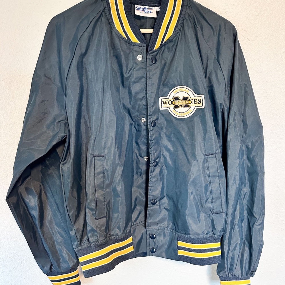 RARE Vintage University of Michigan Wolverines Jacket Windbreaker Chalk Line - L